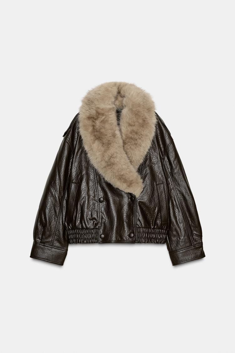 Cazadora Efecto Piel Cuello Desmontable