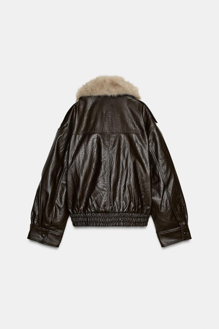 Cazadora Efecto Piel Cuello Desmontable