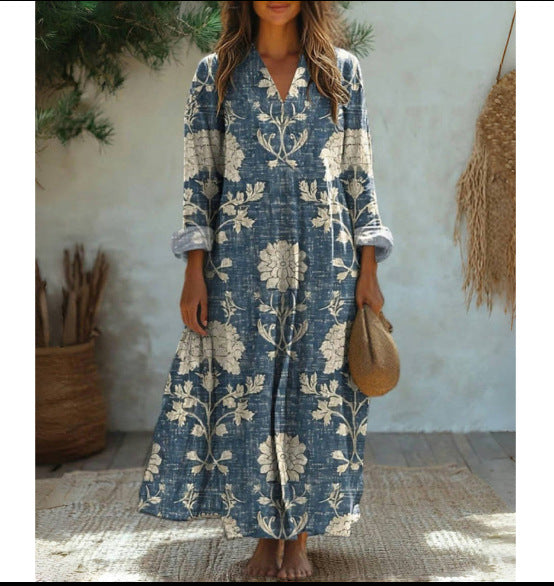 Vestido cuello redondo con estampado