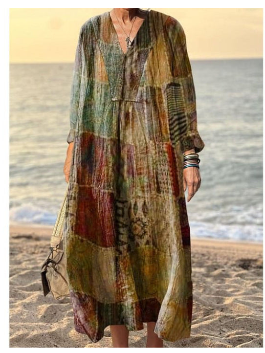 Vestido cuello redondo con estampado