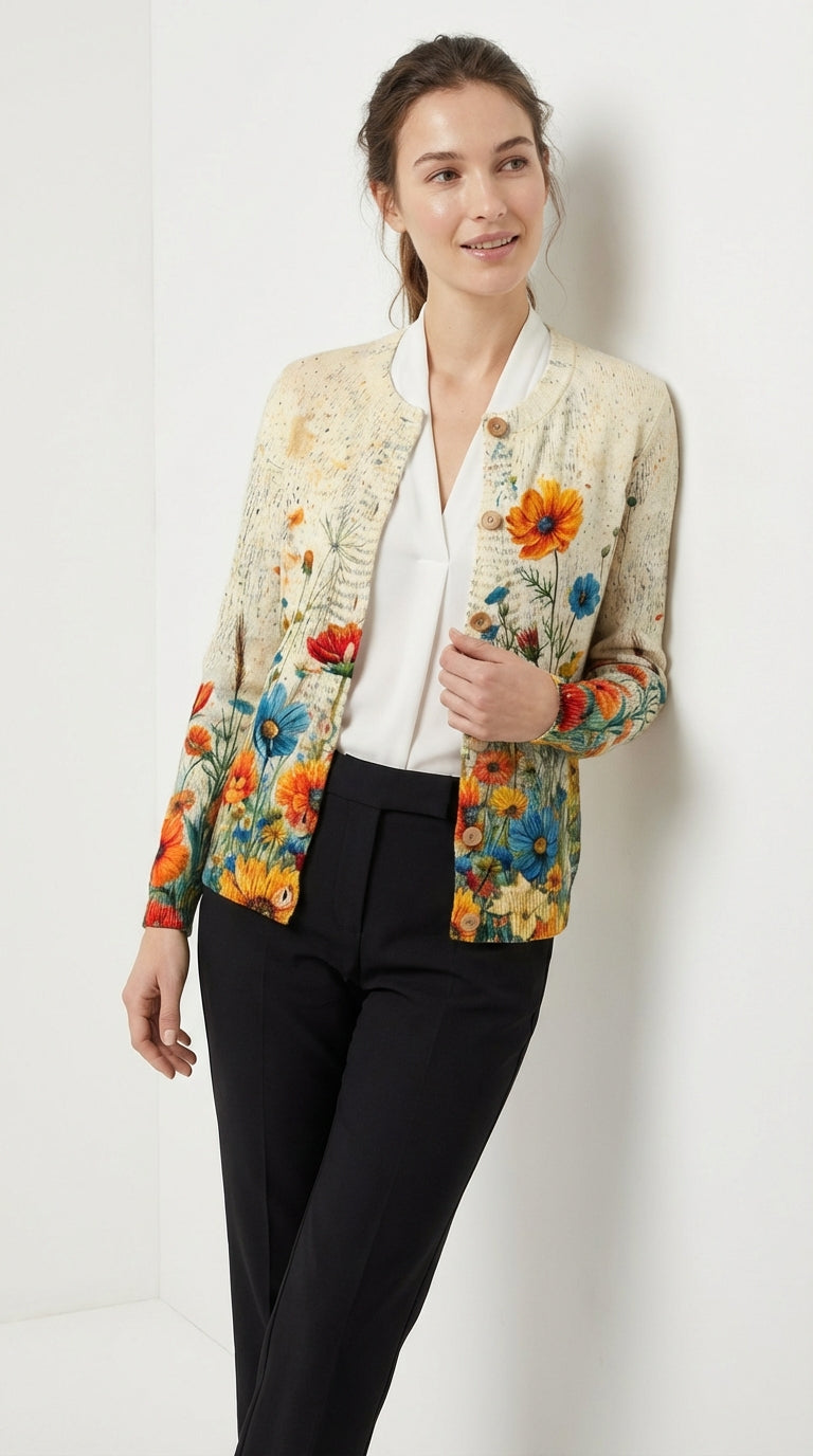 Jersey Vintage Floral de Punto Suave
