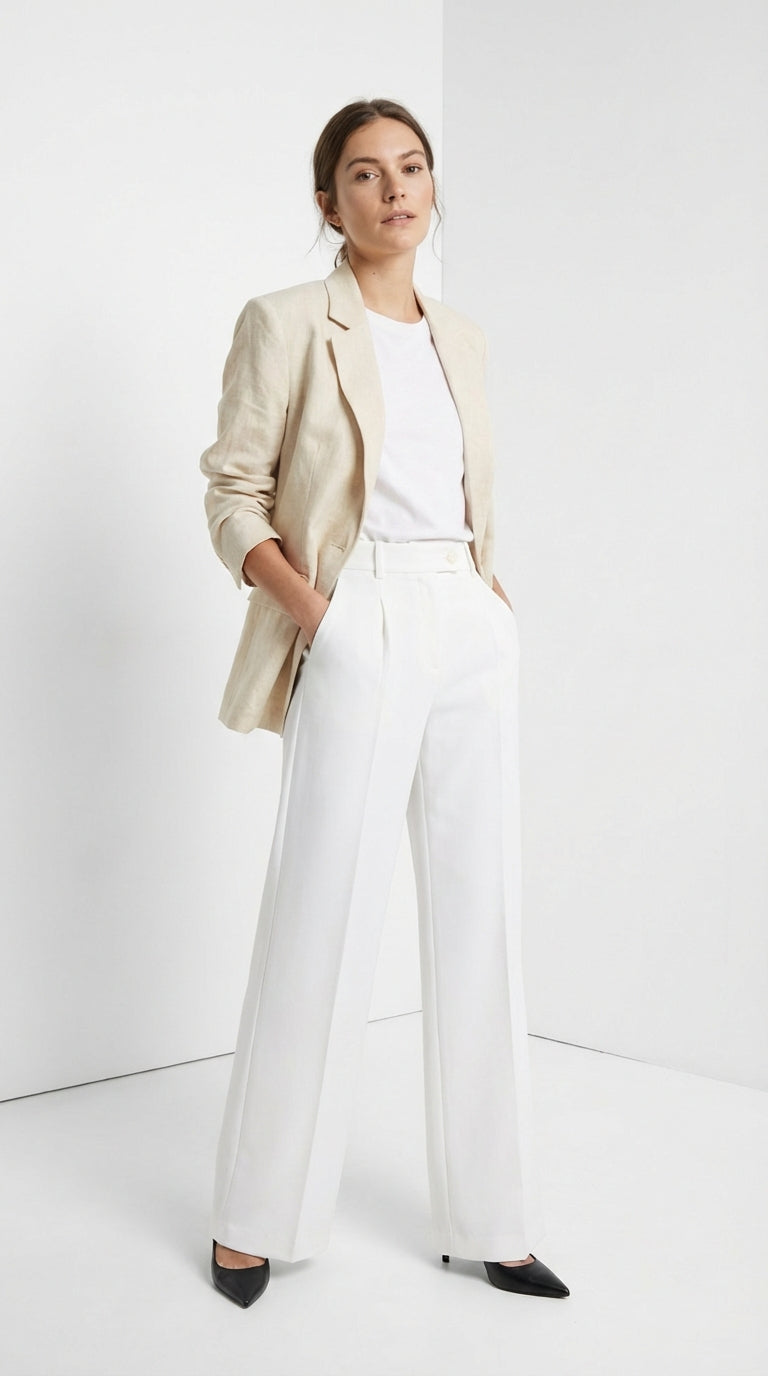 Pantalones de traje de cintura alta para mujer