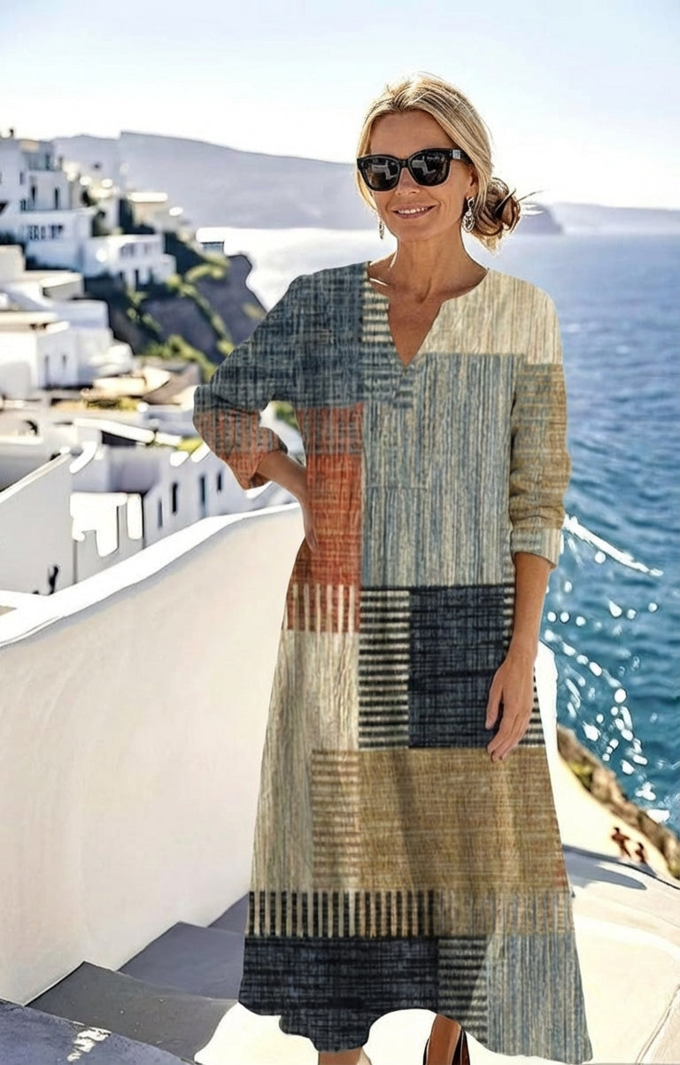 Vestido cuello redondo con estampado