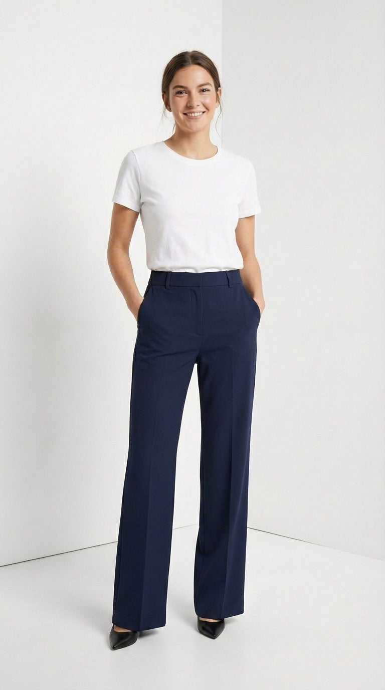 Pantalones de traje de cintura alta para mujer