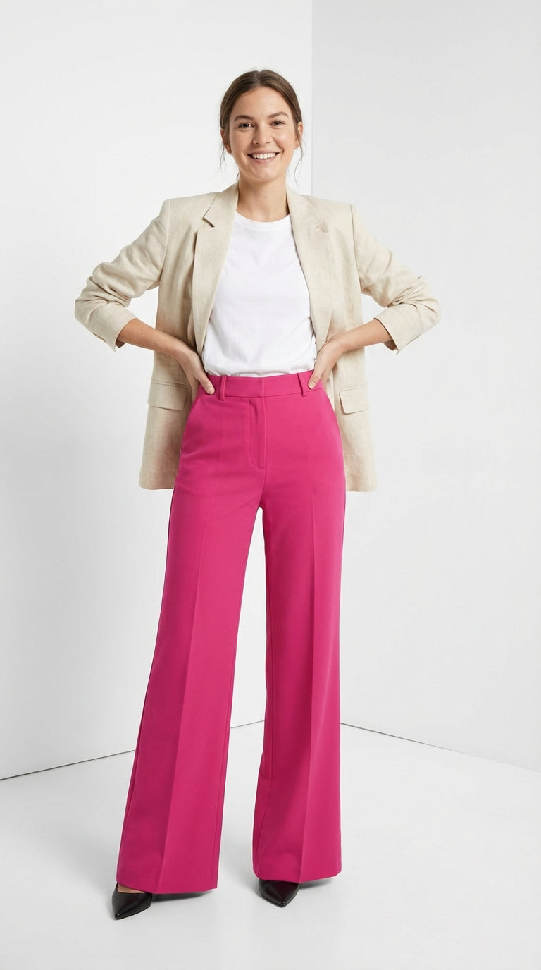 Pantalones de traje de cintura alta para mujer
