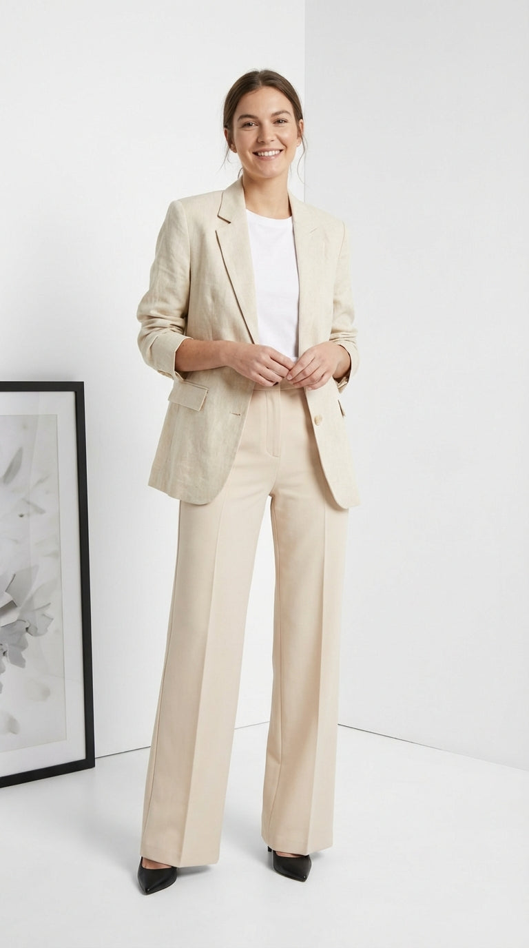 Pantalones de traje de cintura alta para mujer