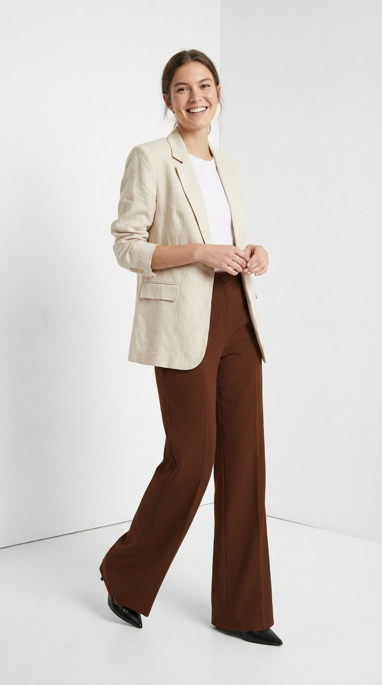 Pantalones de traje de cintura alta para mujer