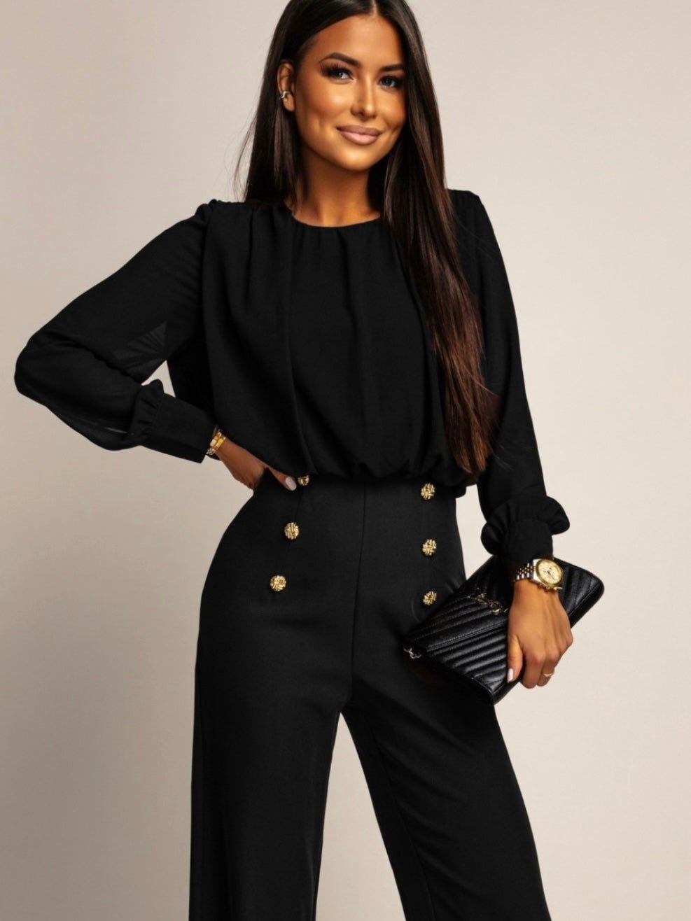 Pantalón botón negro