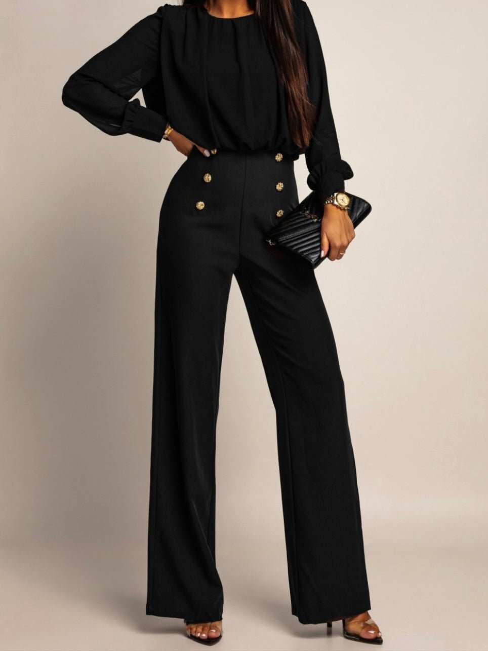 Pantalón botón negro
