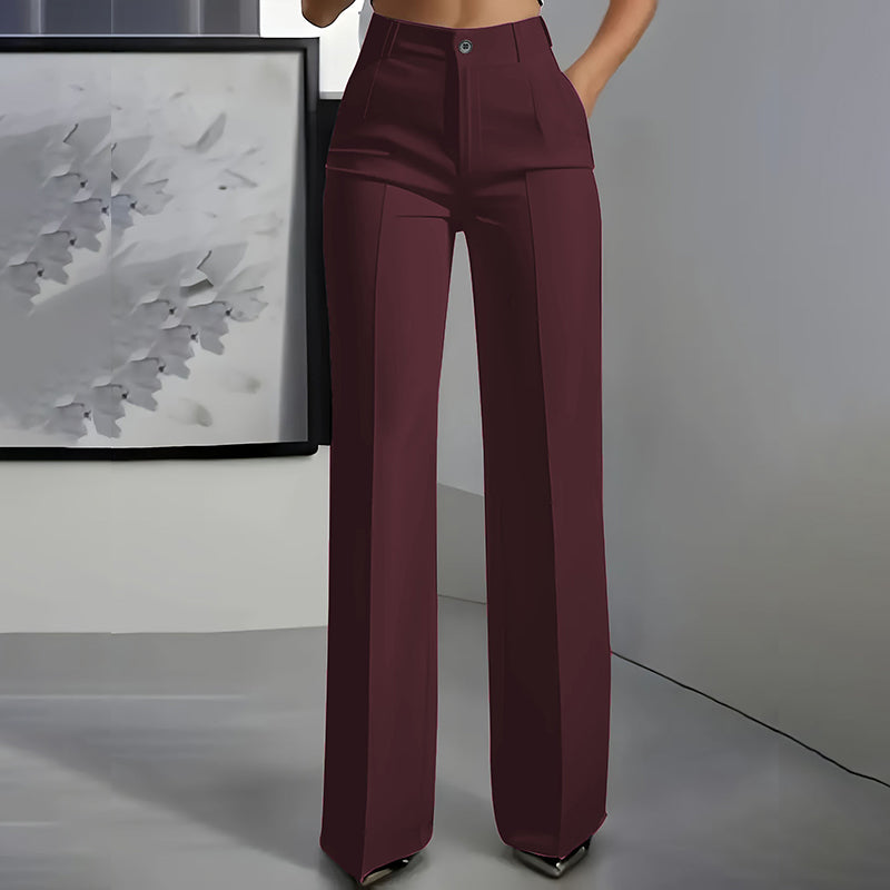 Pantalones de traje de cintura alta para mujer