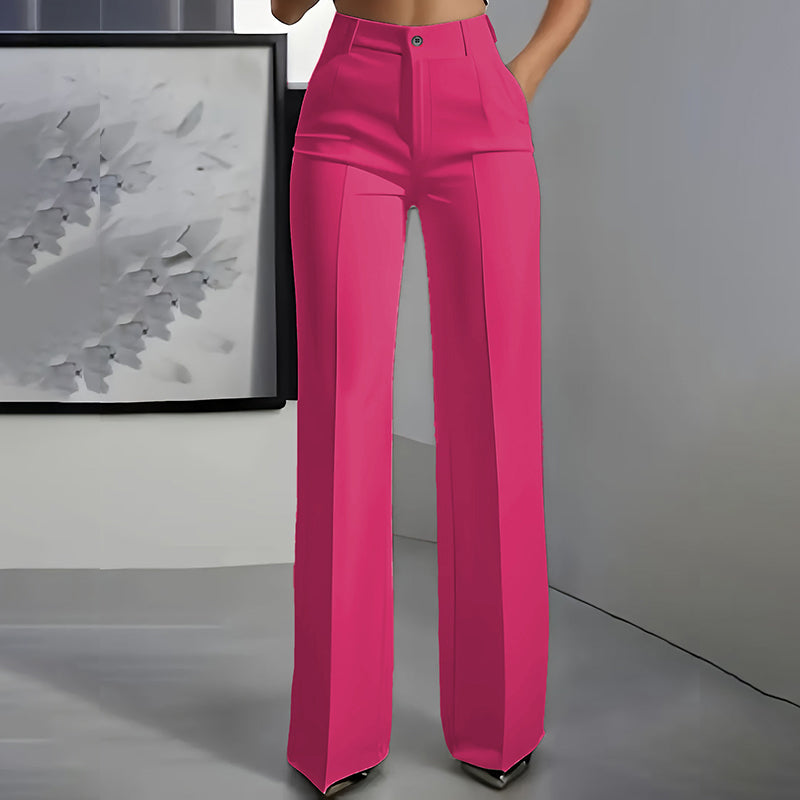 Pantalones de traje de cintura alta para mujer