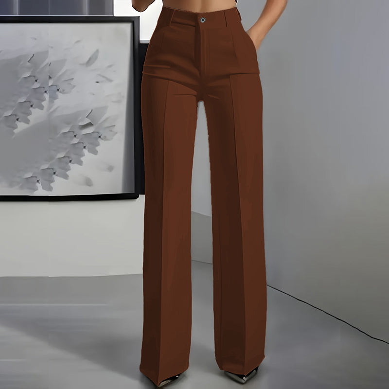 Pantalones de traje de cintura alta para mujer